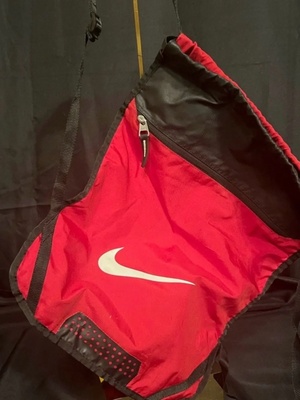 Nike Brasilia Training Gymsack Drawstring Red and Black with White Swoosh